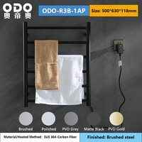 Toallero Eléctrico de Pared para Baño, Negro Mate, con Termostato Impermeable IP44 y Certificación CE, 6 Barras Calefactoras