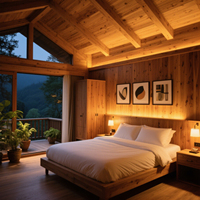 Maison moderne en bois Bâtiments de jardin Maison préfabriquée Cottage Maison préfabriquée avec grande baie vitrée