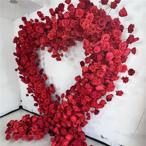 SPR <span class=keywords><strong>bouquet</strong></span> de <span class=keywords><strong>mariée</strong></span> rouge rose en forme de coeur arc de mariage décoré fleur arc en métal pour fond de mariage décoration de mariage - Product Image 4
