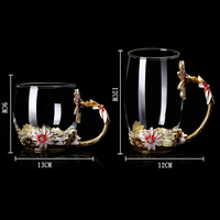 Tasse à café en cristal réutilisable 3d, fleur, eau émaillée, marguerite, verre, thé, café, gobelet en émail
