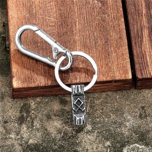 yunnique Nordic Viking Rune Keychain Stainless Steel Retro Leather <b>Key</b> <b>Chain</b> Men's Jewelry Cross Border Style VK1203 - Product Image 2