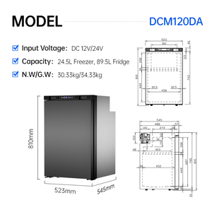 Refrigerador con Compresor de 114L con Certificación CE, DC 12V 24V, Refrigerador y Congelador Integrado para <span class=keywords><strong>Autocaravanas</strong></span> Europeas - Product Image 2