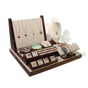 时尚胡桃木珠宝展示套项链耳环戒指珠宝展示架吊坠耳钉储物展示架 - Product Image 2