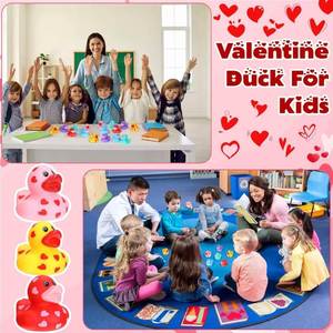 Customizable Pictures Rubber Valentine's Day Duck <b>Pink</b> Heart Squeeze-Sounding Dabbling Toy for Babies 0-24 Months Party <b>Gift</b> - Product Image 3