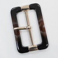 Gesper Tri Glide Resin Motif Leopard Dua Warna, Logam Persegi, Pola Papan Organik, Kopi Gelap, Kopi Terang, Qianhuang Button