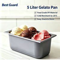 Meilleur récipient commercial pour gelato de 5 litres, en PET de qualité alimentaire, résistant au froid, empilable, pour les magasins de crème glacée