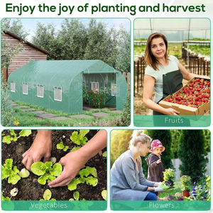 Serre <span class=keywords><strong>tunnel</strong></span> autoportante 19,4x9,7x7,4 pieds, serre à arceaux, serre pour plantes, serre chauffée avec cadre en acier galvanisé, PE vert - Product Image 6