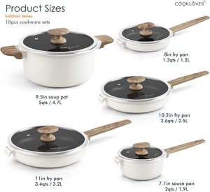 Cooklover Vente en gros d'articles de cuisine, ustensiles de cuisine en céramique antiadhésive de style allemand, ensembles comprenant des casseroles, du verre, du silicone, du métal pour la cuisine - Product Image 2