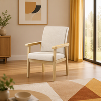 Fauteuil moderne en bois massif, cadre couleur bois naturel, chaise d'appoint rembourrée en tissu, mobilier de salon, vente en gros