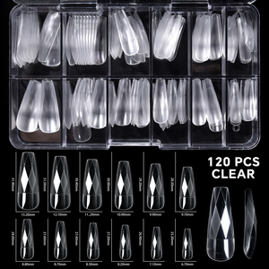 120 faux ongles en ABS en forme de diamant 3D, style français, demi-couverture, sans couture, pour extension de manucure en salon - Product Image 6