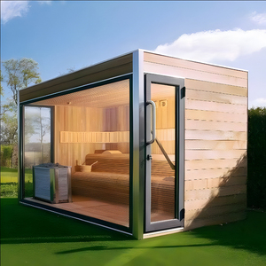 Sauna moderne en bois de cèdre rouge massif, chauffage infrarouge électrique 6 kW, design résistant aux intempéries, villa, bien-être toute l'année, personnalisable - Product Image 5