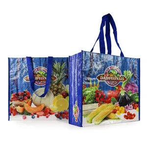 Grocery Bags Reusable Bags Wholesale Custom Logo Printed Eco-Friendly Recyclable Non-Woven PP Laminated Tote Shopping Bags Reusable Grocery Handbag