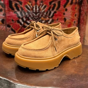 Zapatos retro de gamuza tipo canguro para hombre, suela gruesa, cuero vacuno genuino, con cordones, estilo británico vintage, plataforma, casuales, para uso diario. - Product Image 1