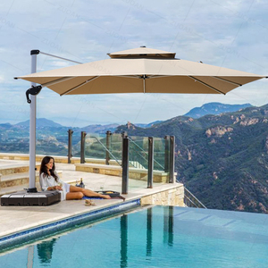 Sombrilla de Jardín Grande de Doble Toldo Impermeable de 11 pies, Sombrilla de Playa de Aluminio con Brazo Extensible, Sombrillas de <span class=keywords><strong>Patio</strong></span>, Gran Venta 2024 - Product Image 2