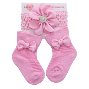 Nouvel Ensemble Chaussettes Bébé Fille Coton Printemps Automne Couleur Claire avec Nœud Bandeau pour 0-12 <span class=keywords><strong>Mois</strong></span> - Product Image 6