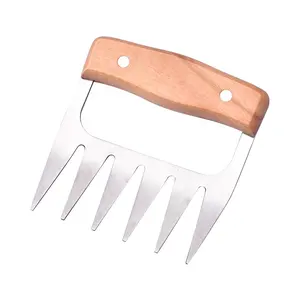 Bear Claw Turkey Divider Wooden Handle Handle Protector Multi Function Barbecue Scald Proof Meat Tearing Device