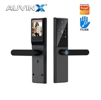 Cerradura Inteligente Visual con Intercomunicador Auvinx OEM ODM, WiFi Tuya TTLock, Llave de Huella Digital y Tarjeta, para Marcas de Marca Privada