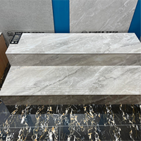 Carrelage d'escalier en porcelaine pleine masse brillant, antidérapant, à bords arrondis, 470x1200mm, épaisseur 10mm, résistant à l'usure pour marches intérieures - Offre Spéciale