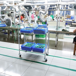 Chariot à outils en métal industriel à 2 étagères, grille carrée chromée, chariot utilitaire robuste - Product Image 1