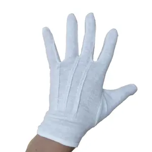 Guantes de algodón de dedo completo sin costuras, accesorio suave y transpirable, joyería para conductores, ropa de trabajo, color blanco