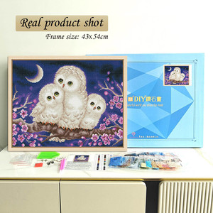DIY Diamond Painting Kit Love Owl Couple Scene Full Round Drill Mosaic Art Romantic Home Wall Decor - Product Image 2