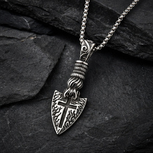 Yunnique – collier avec pendentif croix en acier inoxydable, unisexe, design géométrique punk, pendentif unique sans chaîne - Product Image 3