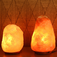 Wholesale Wooden Base Decoration Multiple Size Natural Crystal Rock Stone Himalayan Salt Lamps