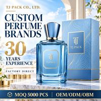Flacon de parfum en verre bleu 50 ml avec bouchon argenté et boîte assortie, flacon de parfum personnalisé pour emballage de parfum de luxe en gros