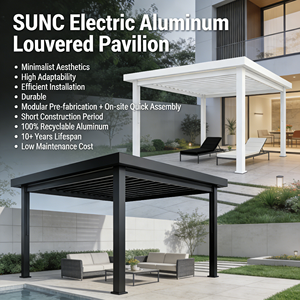 Pavillon à persiennes en aluminium électrique en gros avec solution économique pour le développement <span class=keywords><strong>immobilier</strong></span> - Product Image 1