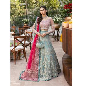 Anarkali Lehenga Choli pakistanais pour femmes, broderie de style nuptial, travail de pierres, manches longues, robe longue de soirée - Product Image 2