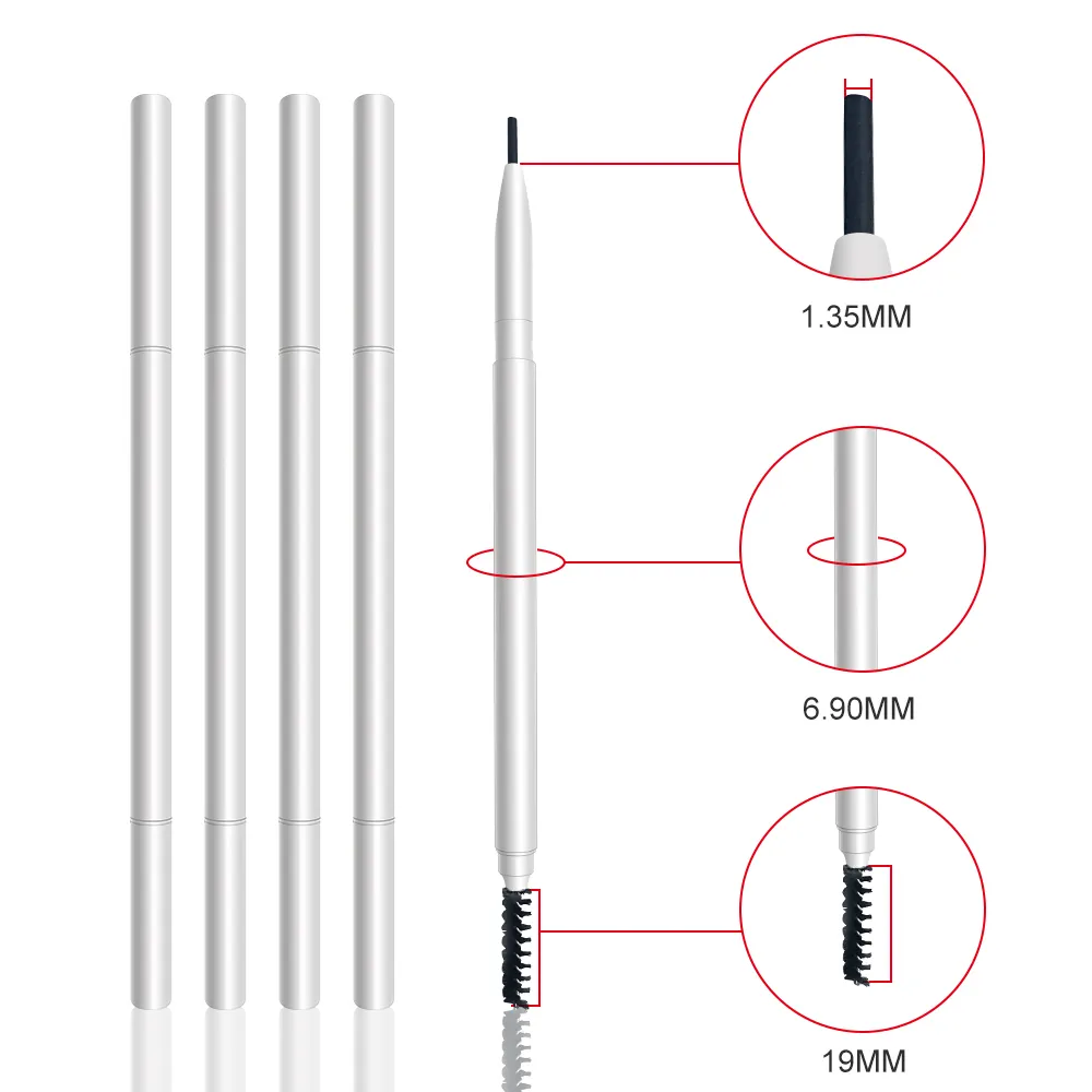 Wholesale eyebrow pencil custom for eye brow makeup private label telescopic vegan white slender eyebrow pencil