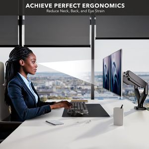 C-kẹp & Grommet cơ sở chuyển động đầy đủ khí mùa xuân Màn hình kép bàn Cánh tay màn hình giữ 17.<span class=keywords><strong>6</strong></span> lbs mỗi đứng VESA núi - Product Image 5