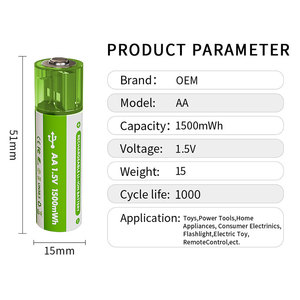 Batterie <span class=keywords><strong>AA</strong></span> Ricaricabili, Confezione da 4, 1.5V USB Tipo C, Batterie agli Ioni di Litio <span class=keywords><strong>AA</strong></span>, Lunga Durata, 1200 Cicli, Alta Capacità - Product Image 4