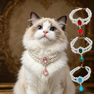Pearl Princess Waterproof Tempered Glass Pet Necklace for <b>Cats</b> Dogs Teddy Bichon Frise <b>Collar</b> Jewelry <b>Christmas</b> Accessory for - Product Image 1