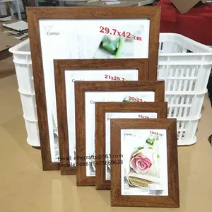 Cheap wholesale all set of size brown wooden photo picture frame cornici foto 13x18 18x24 20x25 20x30 24x30 30x40 40x50 40x60