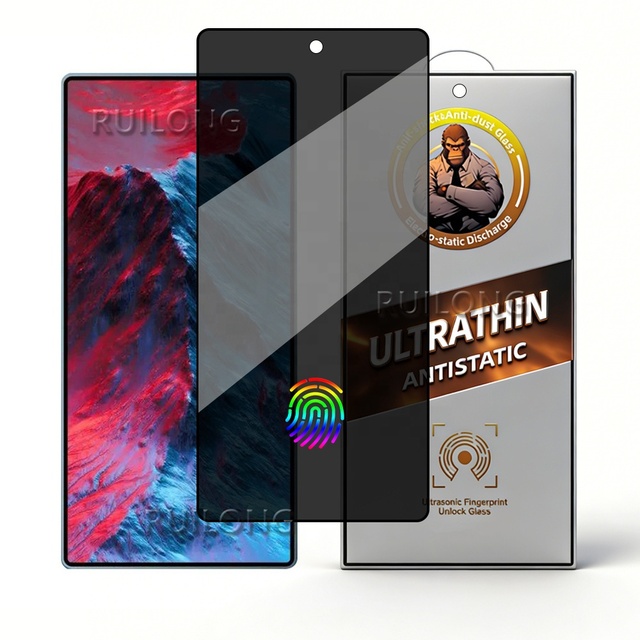 0.18mm Fingerprint Unlocking Privacy Tempered Glass Screen Protector for Samsung Galaxy S26 Ultra S25 Plus S24 S23 Anti Spy Film