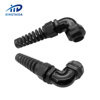 Passe-câble en nylon étanche IP68 basse tension M16 M20 M25, joint à 90 degrés avec atténuateur de tension spiralé