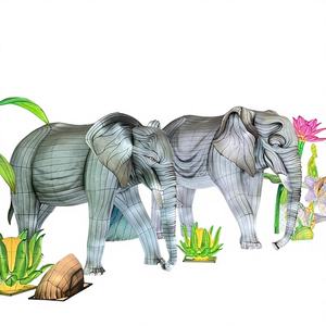 โรงงานโคมไฟซีกง โคมไฟช้างผ้าไหม LED กันน้ำ ทำมือ สำหรับเทศกาลดีวาลีและวันขอบคุณพระเจ้า - สีและขนาดที่ปรับแต่งได้ - Product Image 1