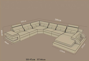Canapé modulaire en cuir contemporain en forme de U, inclinable et capitonné, pour <span class=keywords><strong>salon</strong></span>/hôtel/bureau/appartement - Product Image 6