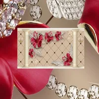 Benutzer definierte Foto 3D Schmuck Rote Blumen Säule Plaid Hintergrund Tapete Schlafzimmer Wohnzimmer TV Wand dekoration Peel And Stick Wallpaper
