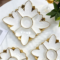 Ensemble d'assiettes compartimentées en porcelaine à bord doré style nordique 10" 12" Écologique pour servir des fruits, des collations et des petits-déjeuners lors de fêtes