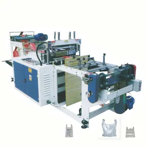 Eco friendly automatic no drawstrings t-shirt type garbage plastic bag bag making machine price