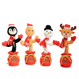 Recentes Xmas Dança Boneco De Neve Pinguim Falando Cantando Dança Cacto Animais Recheados Pelúcia Rena