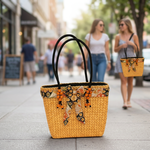 Bolso de mano bohemio de paja con lazo floral y cuentas, bolso de playa de verano para mujer - Product Image 2