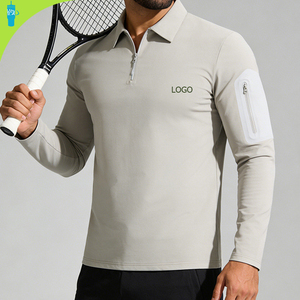 Maglietta da Uomo con Mezza Zip, Tinta Unita, Sportiva, ad Asciugatura Rapida, Casual, per Lavoro e Golf, <span class=keywords><strong>Manica</strong></span> <span class=keywords><strong>Lunga</strong></span> - Product Image 1