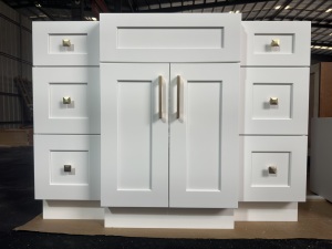 Meubles-lavabos de salle de bain modernes en bois massif, résistants à l'eau, à fermeture douce, écologiques et éclairés, pour hôtels (vente en gros) - Product Image 2