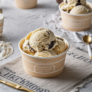 Custom Logo Ice Cream Paper Bucket Double Walls Packaging Ice-Cream <b>Cup</b> Containers With Lid Ice Cream Bowl - Product Image 5