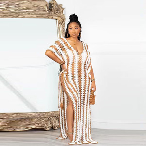 Mujeres Trendy Beach Cover up Split <span class=keywords><strong>Maxi</strong></span> Vestidos Summer Beach 2024 - Product Image 3