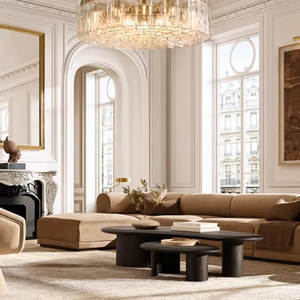 Lustre rond en verre transparent de 47 pouces pour salon moderne, cuisine, îlot, grand lustre en fer de luxe pour villa, hôtel, design américain - Product Image 5