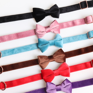 Dayanıklı gül altın toka pet malzemeleri kadife köpek yay bağları toptan köpek tasması kravat aksesuarları - Product Image 3